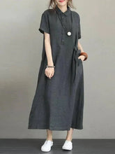 Stylish Cotton Linen Vintage Dress for Women in Home Summer Collection - Himpall